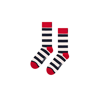 Ασπρόμαυρες ριγέ κάλτσες με κόκκινη λεπτομέρεια